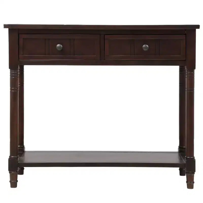 Console de style traditionnel avec deux tiroirs et étagère inférieure (espresso)