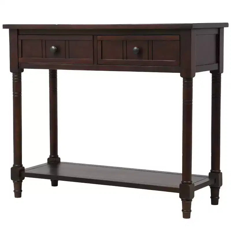 Console de style traditionnel avec deux tiroirs et étagère inférieure (espresso)