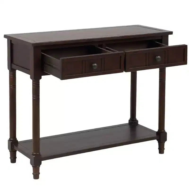 Console de style traditionnel avec deux tiroirs et étagère inférieure (espresso)