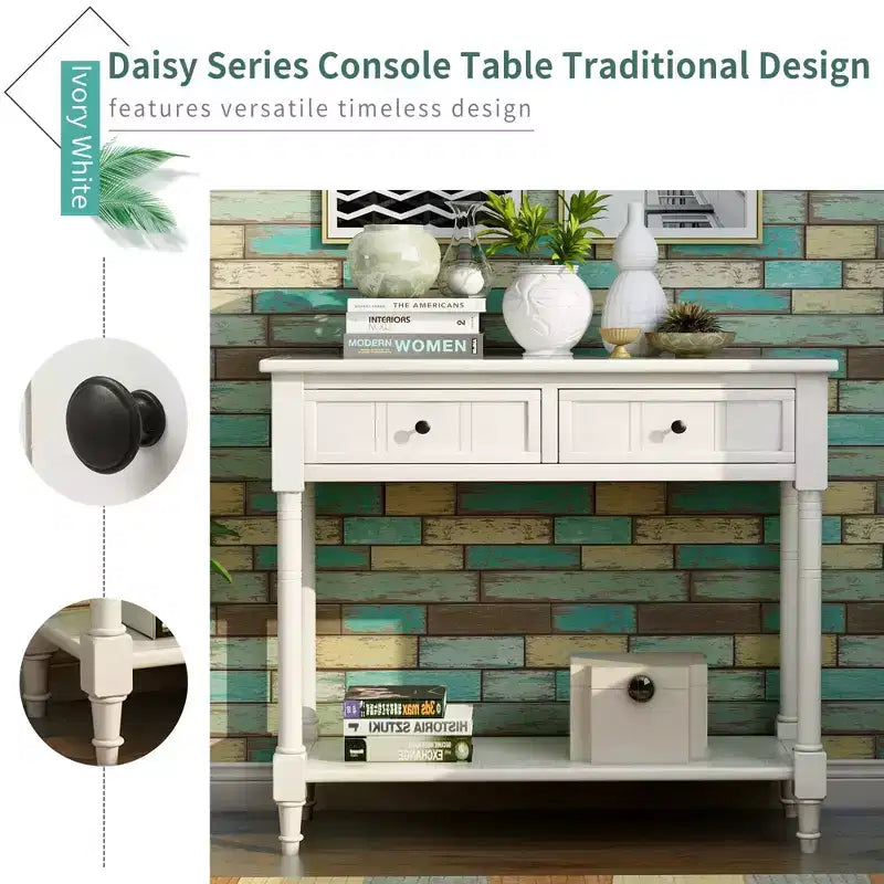 Console de style traditionnel avec deux tiroirs et étagère inférieure (espresso)