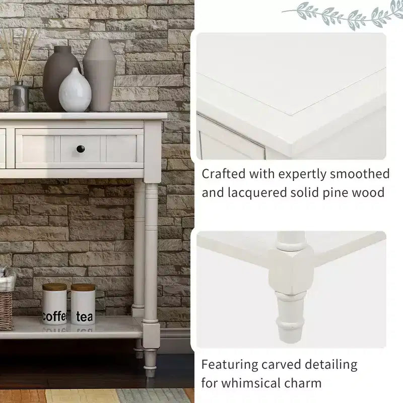 Console de style traditionnel avec deux tiroirs et étagère inférieure (espresso)