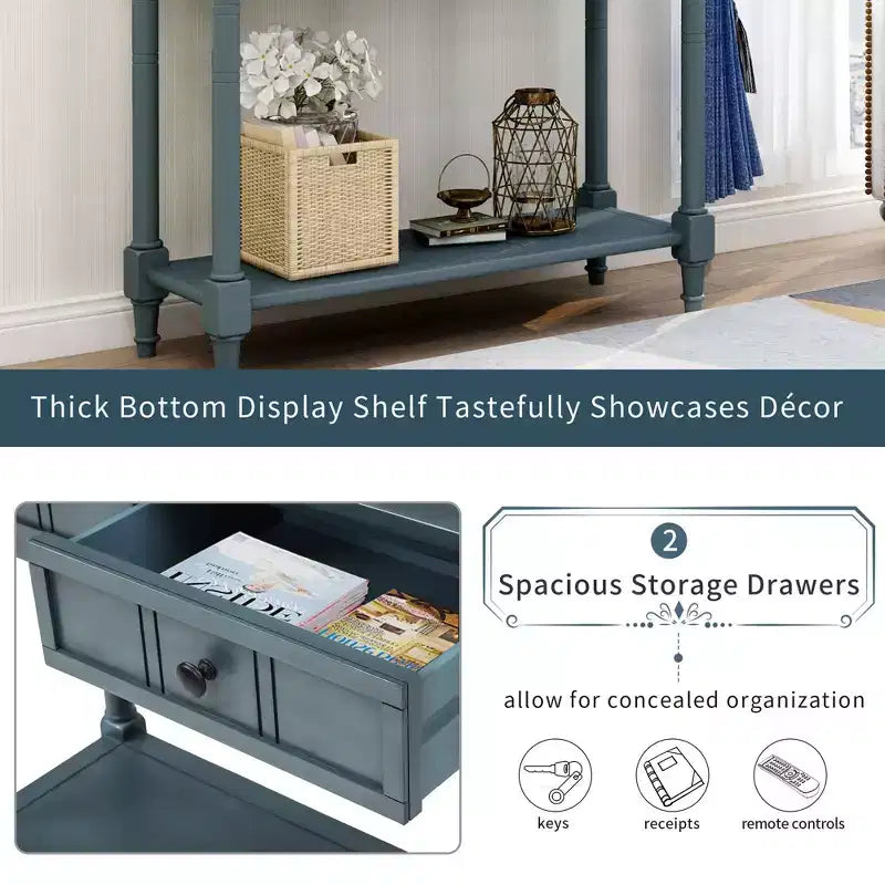 Console de style traditionnel avec deux tiroirs et étagère inférieure (espresso)