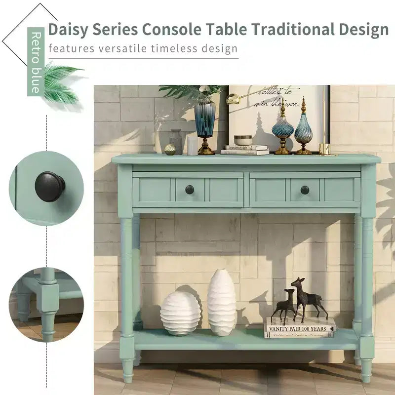 Console de style traditionnel avec deux tiroirs et étagère inférieure (espresso)