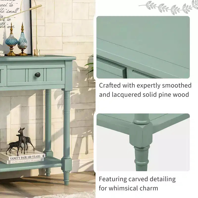 Console de style traditionnel avec deux tiroirs et étagère inférieure (espresso)