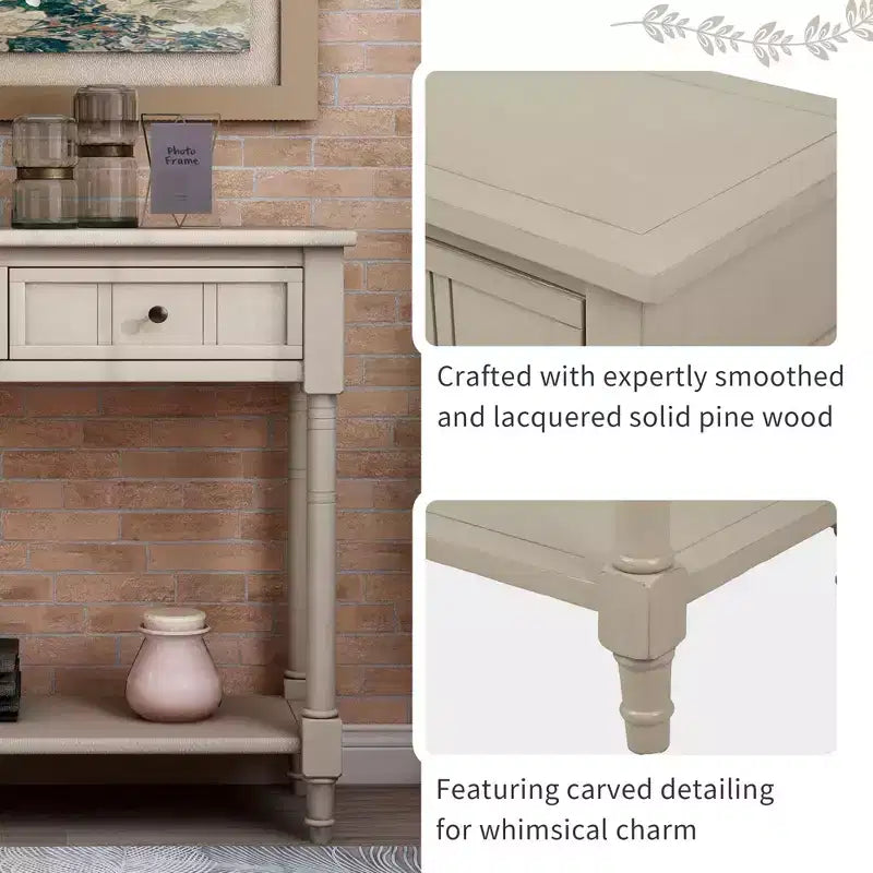 Konsolentisch der Serie im traditionellen Design mit zwei Schubladen und unterem Regal (Espresso)
