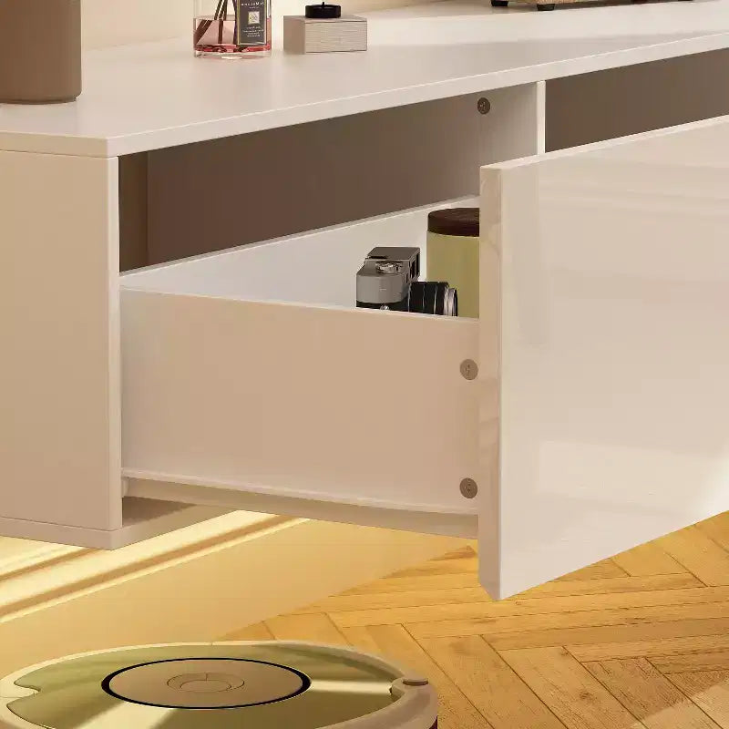 Wandmontierter TV-Schrank, moderne weiße Eleganz und funktionales Design für Ihren Unterhaltungsbereich