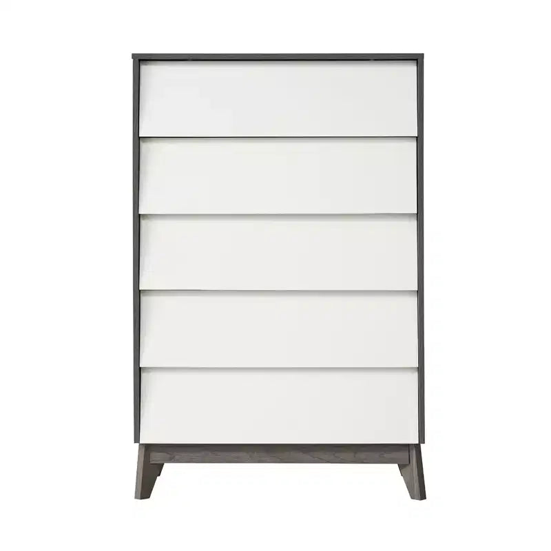 Cómoda de mediados de siglo con 5 cajones, armario alto de madera con 5 cajones para organizar y guardar ropa