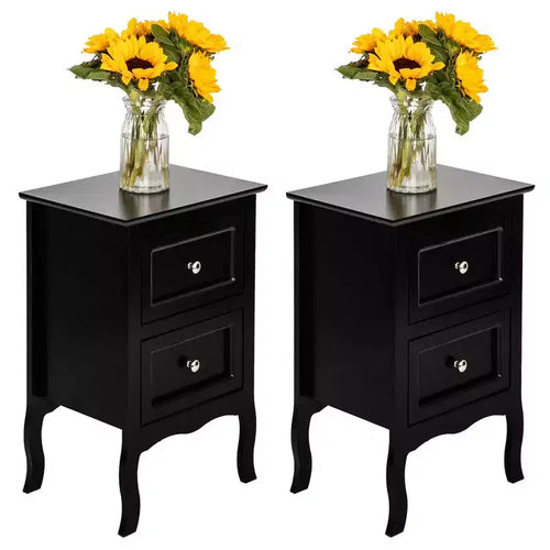 Karl Home 15.75in. W Country Style Two-Drawer Nightstand- Set of 2