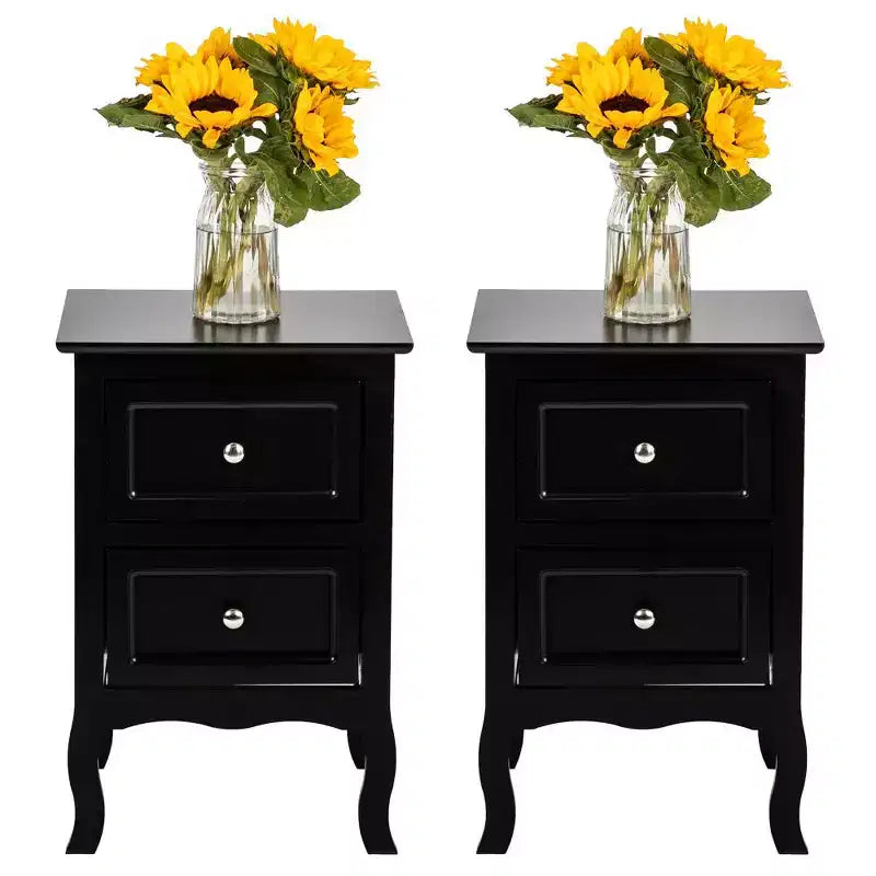 Lot de 2 tables de chevet rustiques à deux tiroirs, 15.75in. W