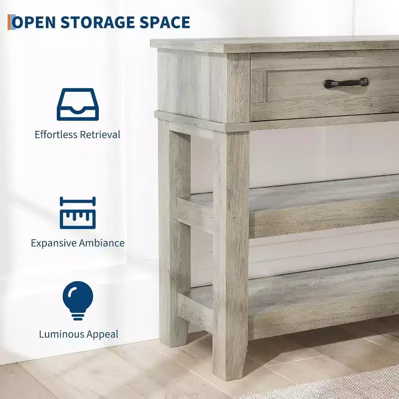 47.2 Konsolentisch für den Eingangsbereich mit 2 Schubladen, 2-stufig, 3-stufiger Sofa-Tisch aus Holz im Landhausstil, für Eingangsbereich und Wohnzimmer