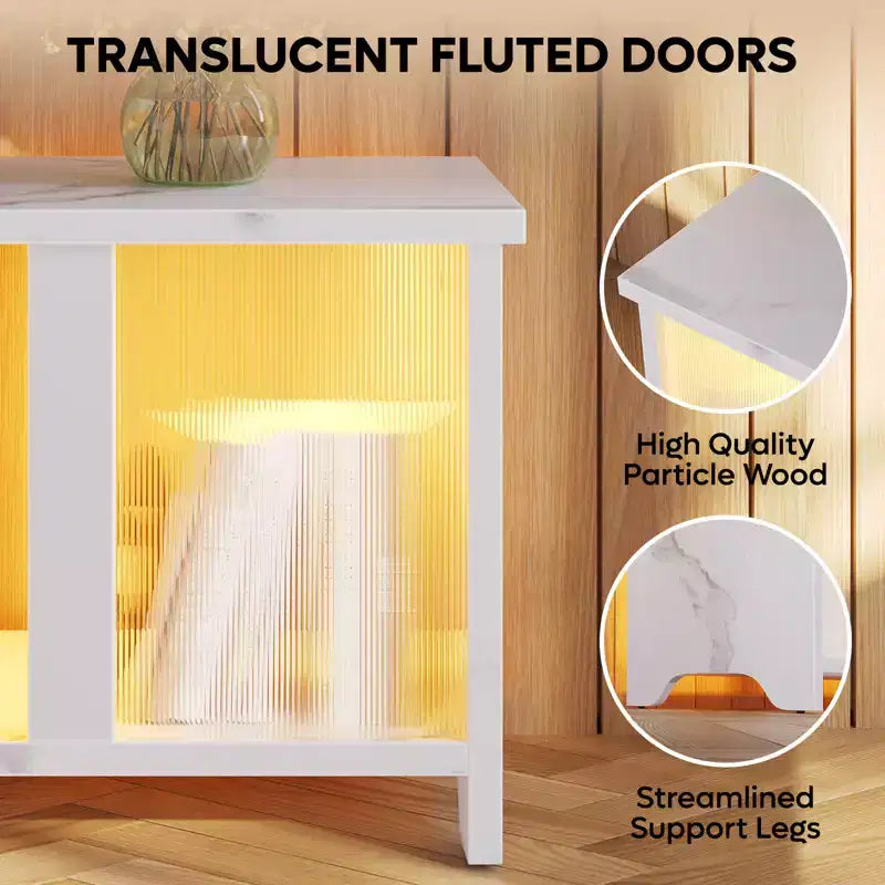 Meuble TV LED de 55 pouces pour téléviseurs jusqu’à 65'', meuble TV extensible côte à côte ou empilable avec rangement