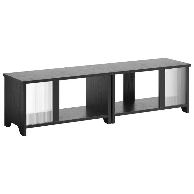 Meuble TV LED de 55 pouces pour téléviseurs jusqu’à 65'', meuble TV extensible côte à côte ou empilable avec rangement