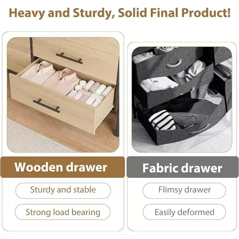 52 breite Kommode, Kommode mit 6 Schubladen fürs Schlafzimmer, hölzerne Kleiderschrank-Kommode, Schrank mit 6 Schubladen, für Wohnzimmer, Schlafzimmer und Eingangsbereich