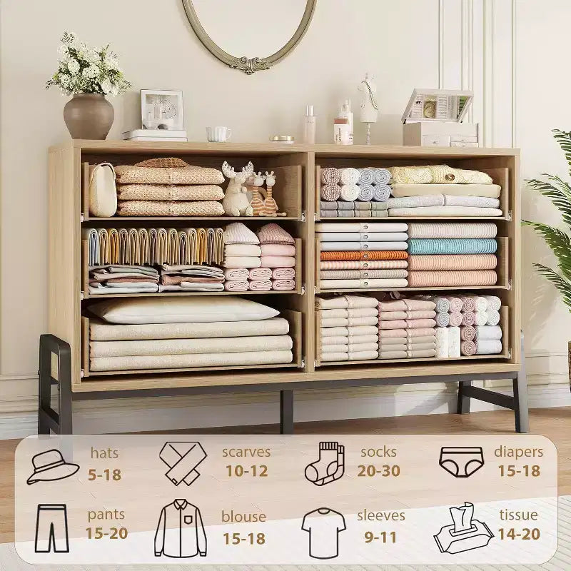 52 breite Kommode, Kommode mit 6 Schubladen fürs Schlafzimmer, hölzerne Kleiderschrank-Kommode, Schrank mit 6 Schubladen, für Wohnzimmer, Schlafzimmer und Eingangsbereich