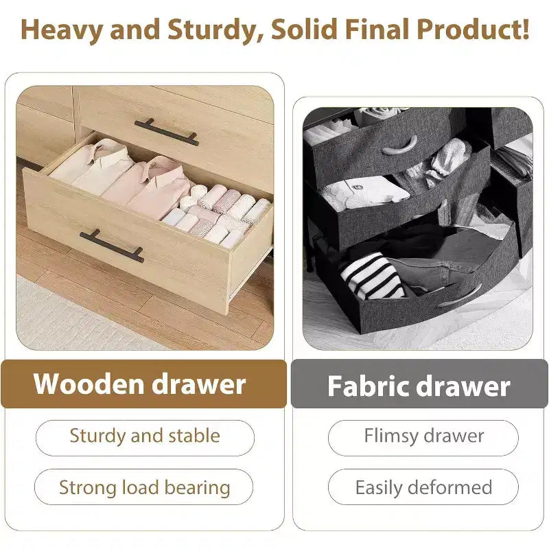 52 breite Kommode, Kommode mit 6 Schubladen fürs Schlafzimmer, hölzerne Kleiderschrank-Kommode, Schrank mit 6 Schubladen, für Wohnzimmer, Schlafzimmer und Eingangsbereich
