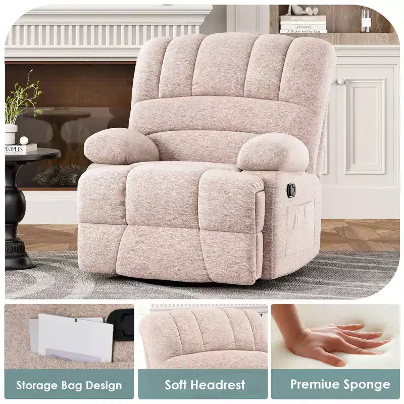 Übergroßer drehbarer Schaukel-Relaxsessel für Erwachsene im Wohnzimmer