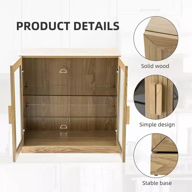 Armoire d’appoint en bois avec étagères réglables