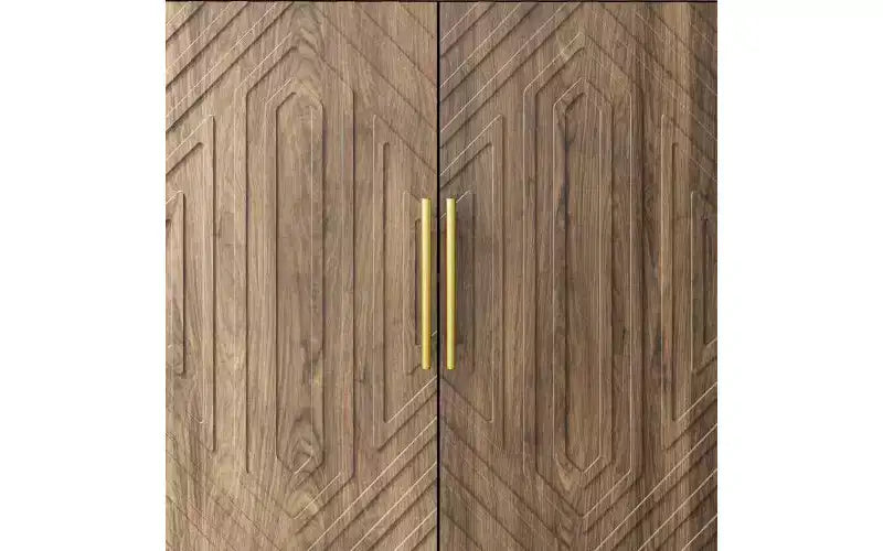 Moderner Sideboard-Schrank mit vier Türen und verstellbaren Einlegeböden, 55 Zoll, geschnitzt, vielseitiger Stauraumschrank für die Küche, Walnussoptik