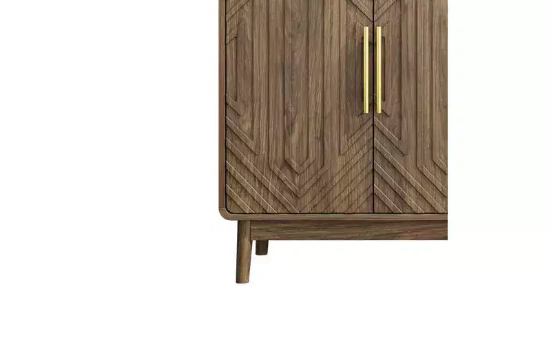 Moderner Sideboard-Schrank mit vier Türen und verstellbaren Einlegeböden, 55 Zoll, geschnitzt, vielseitiger Stauraumschrank für die Küche, Walnussoptik