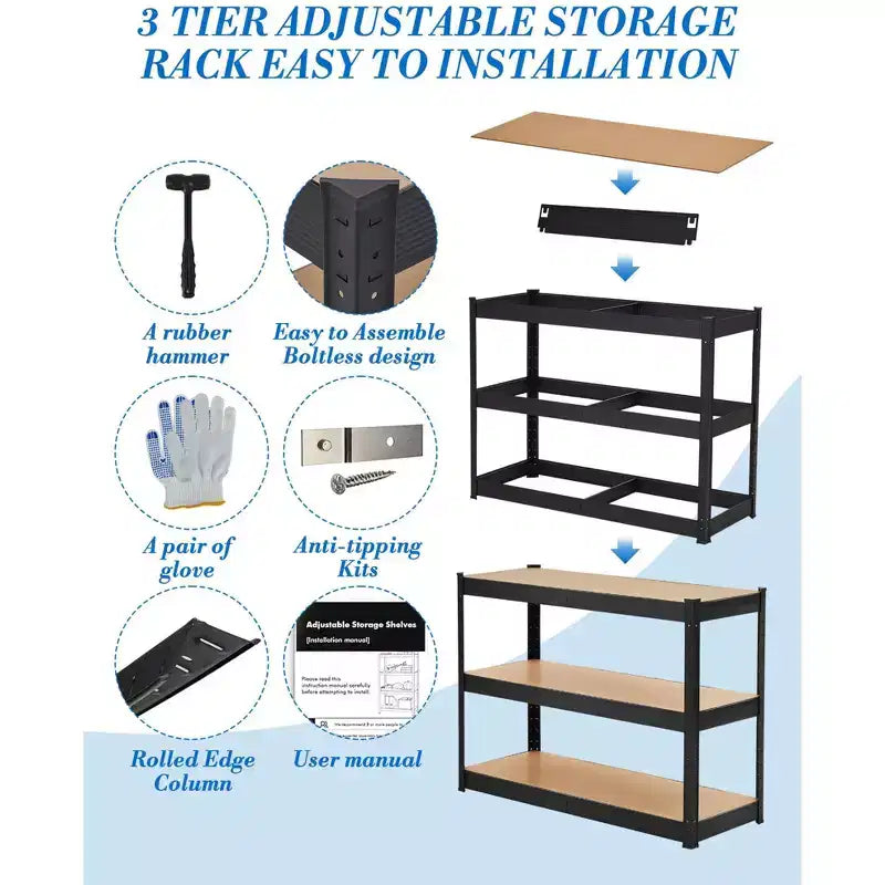 Étagères de rangement pour garage, unités de rayonnage réglables, capacité de charge de 2000 LBS, rayonnages métalliques robustes pour entrepôt, garde-manger ou sous-sol