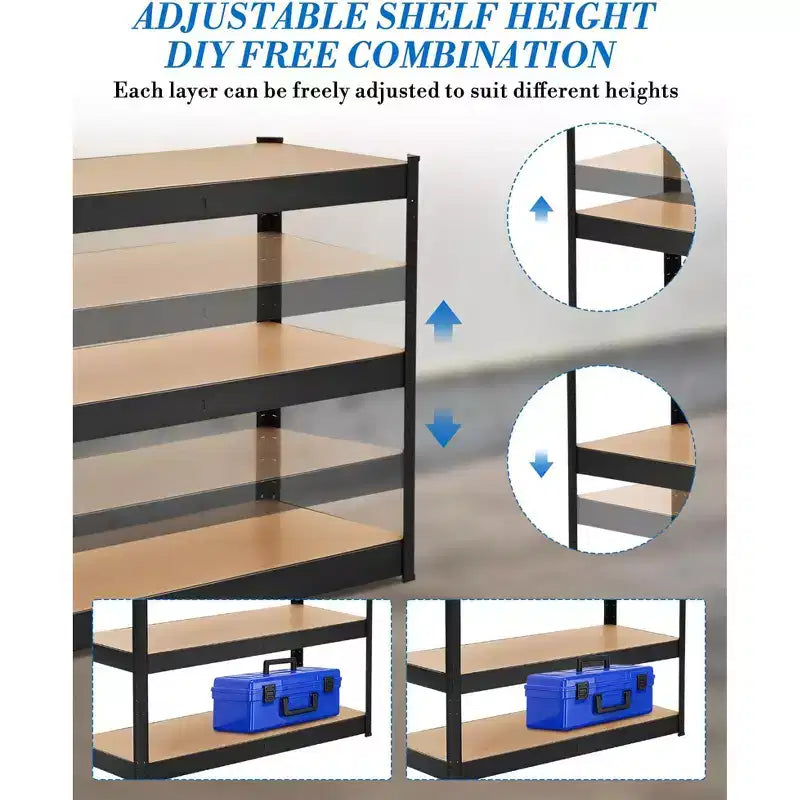 Étagères de rangement pour garage, unités de rayonnage réglables, capacité de charge de 2000 LBS, rayonnages métalliques robustes pour entrepôt, garde-manger ou sous-sol