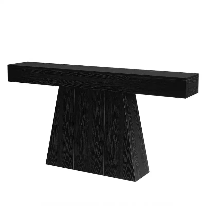 Console de style champêtre de 63 pouces, table d’entrée pour canapé avec piètement trapézoïdal