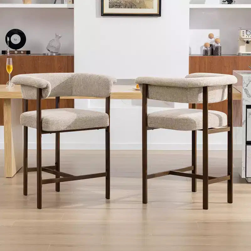 Esszimmerstühle aus Holz, 1er-Set, moderner Esszimmerstuhl mit Stoffbezug, breites Sitzkissen ohne Armlehnen, Landhausstil, Beige