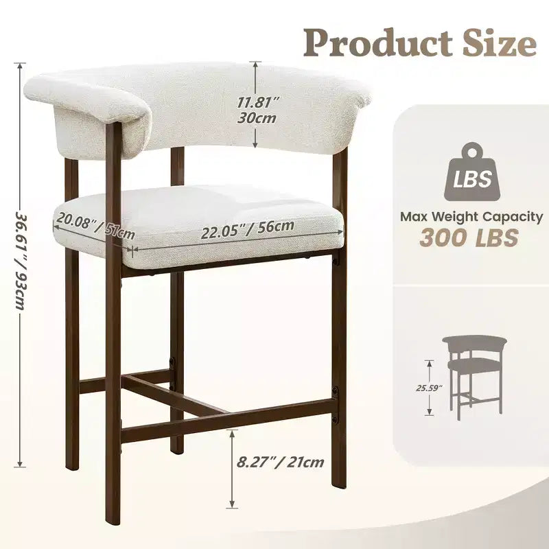 Chaise de salle à manger en bois, lot de 1, chaise moderne rembourrée en tissu, sans accoudoirs, avec large assise, style champêtre, beige
