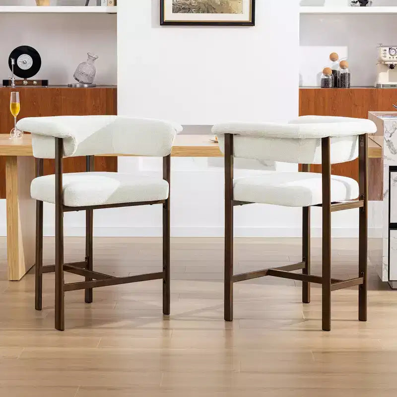 Chaise de salle à manger en bois, lot de 1, chaise moderne rembourrée en tissu, sans accoudoirs, avec large assise, style champêtre, beige