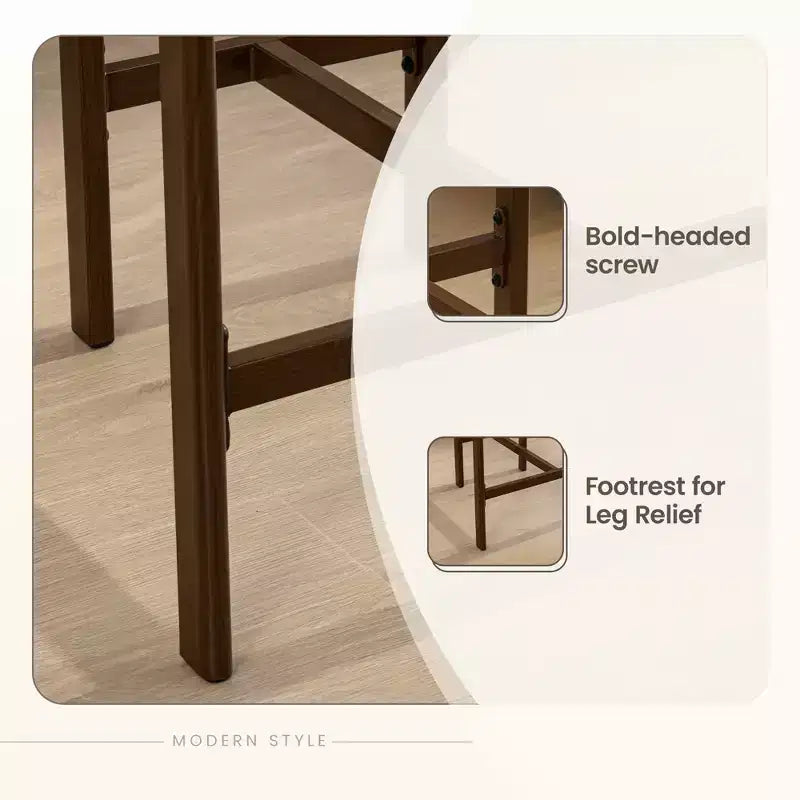 Chaise de salle à manger en bois, lot de 1, chaise moderne rembourrée en tissu, sans accoudoirs, avec large assise, style champêtre, beige