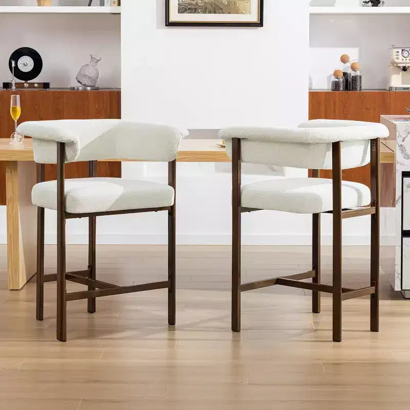 Chaise de salle à manger en bois, lot de 1, chaise moderne rembourrée en tissu, sans accoudoirs, avec large assise, style champêtre, beige