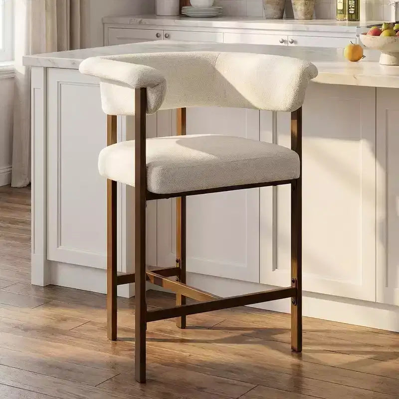 Esszimmerstühle aus Holz, 1er-Set, moderner Esszimmerstuhl mit Stoffbezug, breites Sitzkissen ohne Armlehnen, Landhausstil, Beige