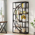 Bibliothèque de 70.8 pouces, étagère industrielle à 5 niveaux avec 8 espaces de rangement ouverts pour le bureau à domicile et le salon, brun rustique