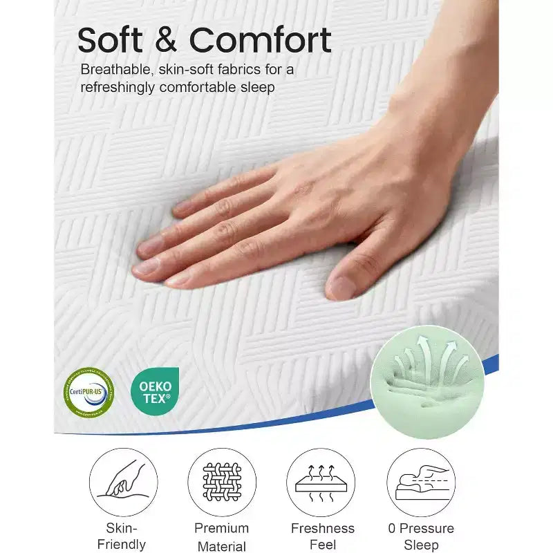 Colchón de firmeza media, de espuma viscoelástica con gel refrescante, alivia la presión y ofrece soporte de firmeza media, espuma ventilada refrescante