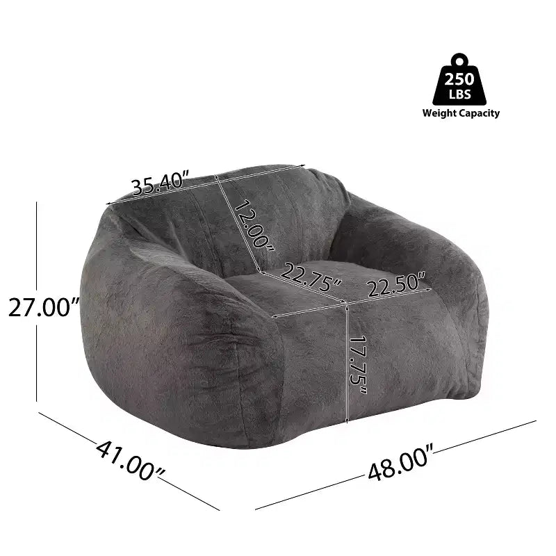 Fauteuil poire d’intérieur, fausse fourrure grise