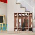Taquilla perchero infantil de madera con 5 compartimentos, 5 ganchos, 4 ruedas y 2 cajas de almacenamiento, para el hogar y la escuela