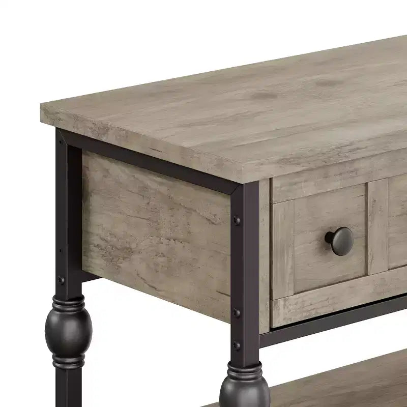 Consola de 52.5 pulgadas para recibidor con 3 cajones, mesa de sofá industrial de 3 niveles con estructura metálica y patas con columnas romanas, para pasillo, sala de estar o recibidor