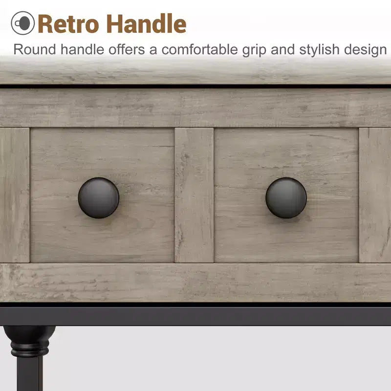 Consola de 52.5 pulgadas para recibidor con 3 cajones, mesa de sofá industrial de 3 niveles con estructura metálica y patas con columnas romanas, para pasillo, sala de estar o recibidor