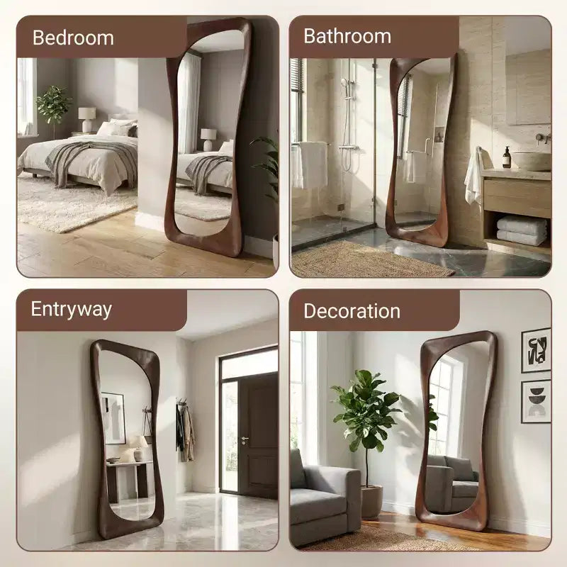 71H*31W Ganzkörperspiegel mit asymmetrischer Form, dekorativer Anlehnspiegel im modernen Stil für Wohnzimmer, Esszimmer, Eingangsbereich oder Schlafzimmer