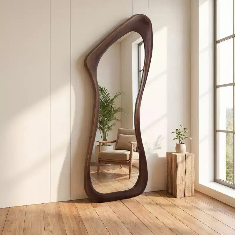 71H*31W Ganzkörperspiegel mit asymmetrischer Form, dekorativer Anlehnspiegel im modernen Stil für Wohnzimmer, Esszimmer, Eingangsbereich oder Schlafzimmer