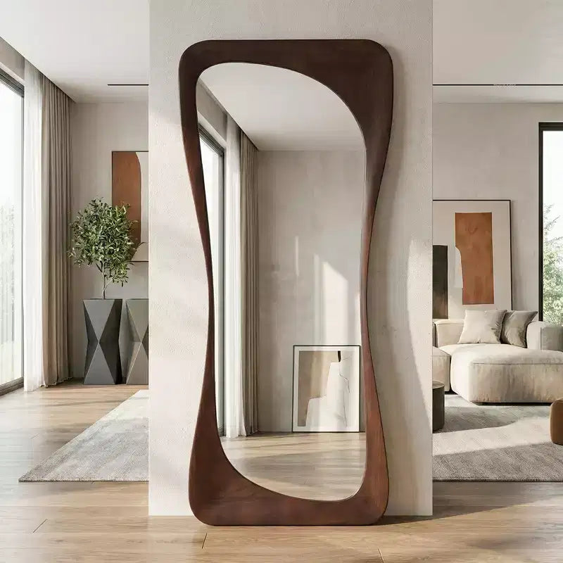 71H*31W Ganzkörperspiegel mit asymmetrischer Form, dekorativer Anlehnspiegel im modernen Stil für Wohnzimmer, Esszimmer, Eingangsbereich oder Schlafzimmer