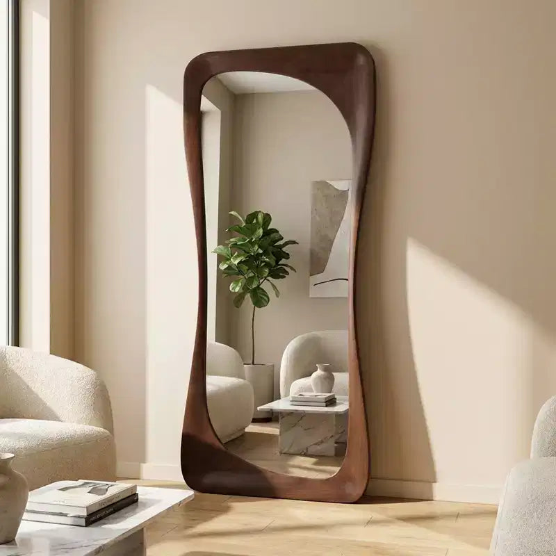 71H*31W Ganzkörperspiegel mit asymmetrischer Form, dekorativer Anlehnspiegel im modernen Stil für Wohnzimmer, Esszimmer, Eingangsbereich oder Schlafzimmer
