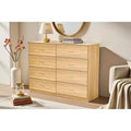 Commode moderne naturelle à 8 tiroirs pour chambre - large et offrant beaucoup de rangement, robuste et sûre