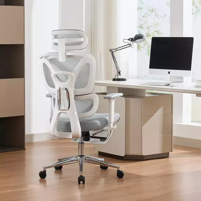Silla de oficina ergonómica, cómoda silla para escritorio con reposacabezas acolchado ajustable, cómodo soporte lumbar y reposabrazos 3D, silla gaming gris