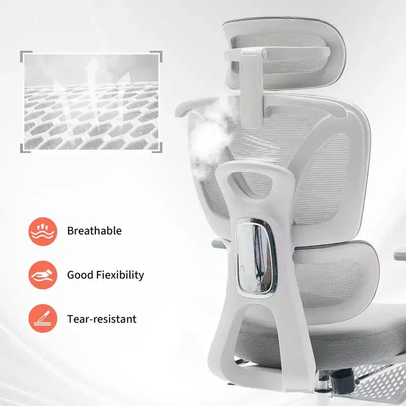 Silla de oficina ergonómica, cómoda silla para escritorio con reposacabezas acolchado ajustable, cómodo soporte lumbar y reposabrazos 3D, silla gaming gris