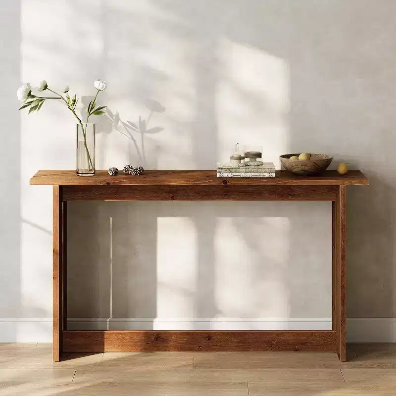 Consola larga de madera maciza de 63 pulgadas, mesa de entrada estilo rústico, mesa para colocar detrás del sofá en la sala de estar, el pasillo o el recibidor