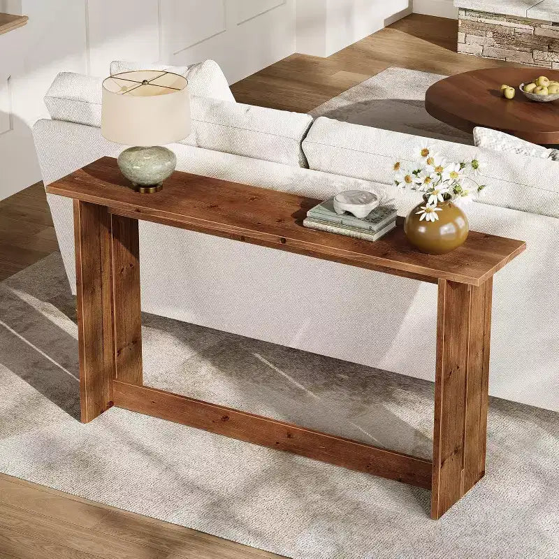 63 Zoll langer Konsolentisch aus Massivholz, Landhausstil, für den Eingangsbereich, hinter dem Sofa im Wohnzimmer, Flur oder Eingangsbereich