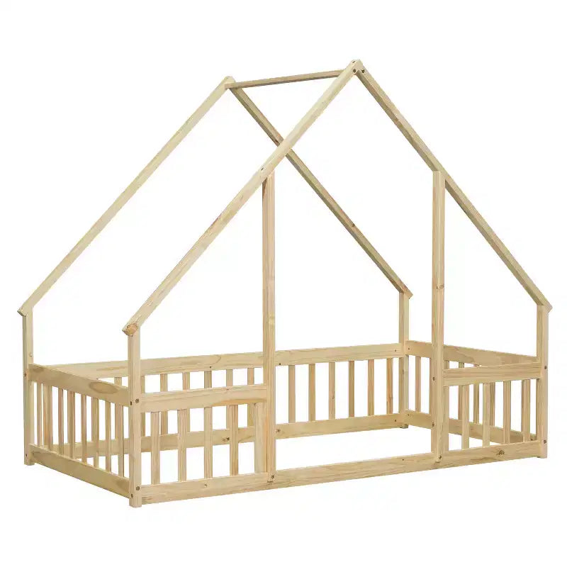 Estructura de cama individual tapizada en cuero sintético, diseño silencioso con soporte lumbar