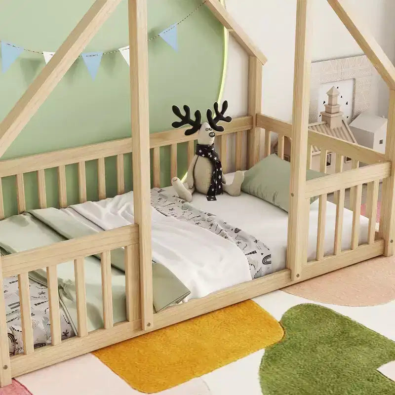 Estructura de cama individual tapizada en cuero sintético, diseño silencioso con soporte lumbar