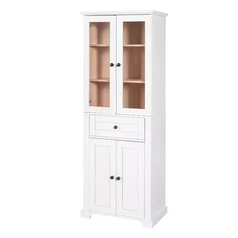67.57 hoher Badezimmerschrank mit verstellbaren Einlegeböden und Schublade, freistehender moderner Wäscheschrank, Soft-Close-Design